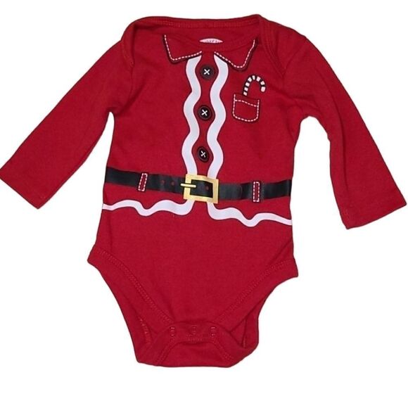 Santa Suit Baby Onesie Red White Christmas Holiday 0-3M Newborn Shirt - Picture 1 of 3